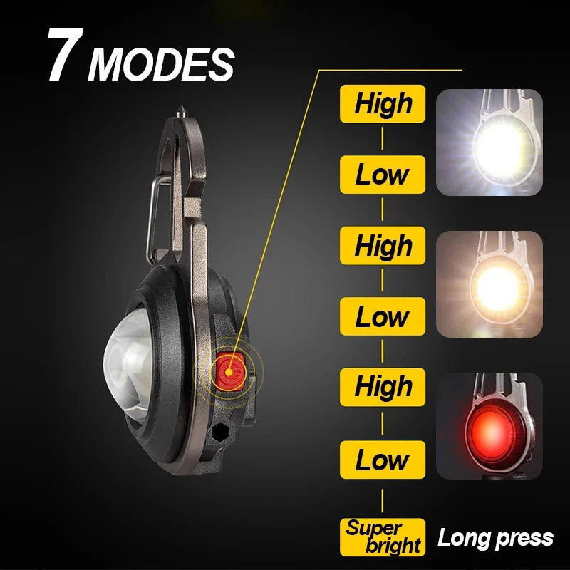 Lanterne de Poche Multifonctionnelle avec Porte-clés Mini COB LED