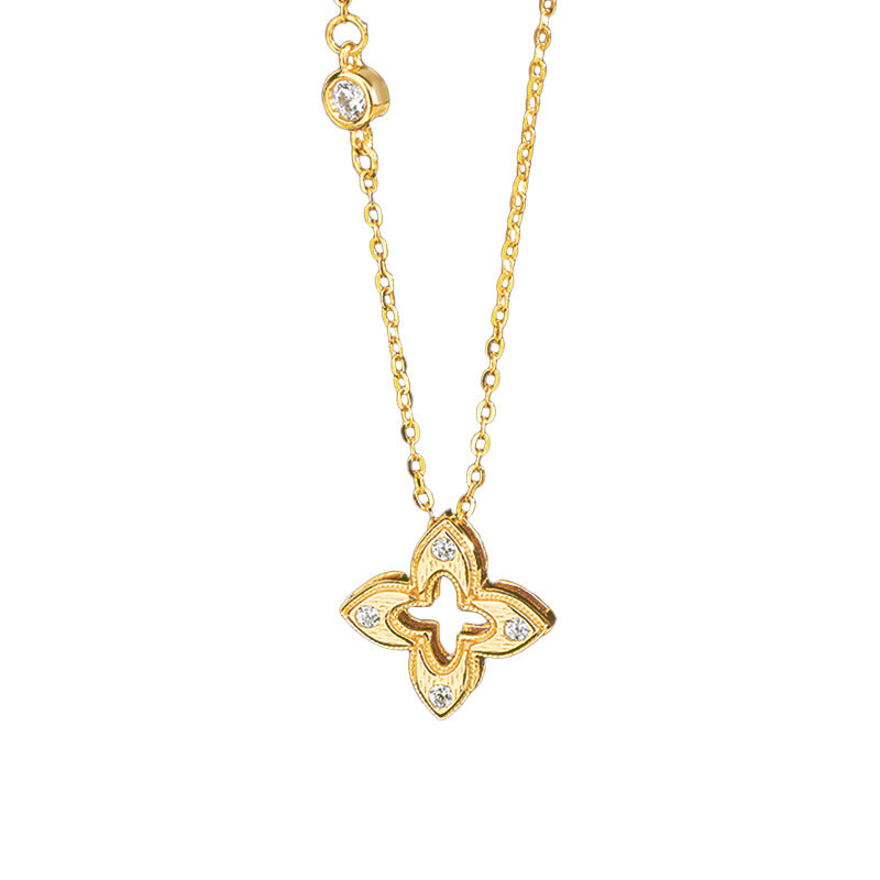 Collier Pendentif Vintage Italien à Quatre Feuilles