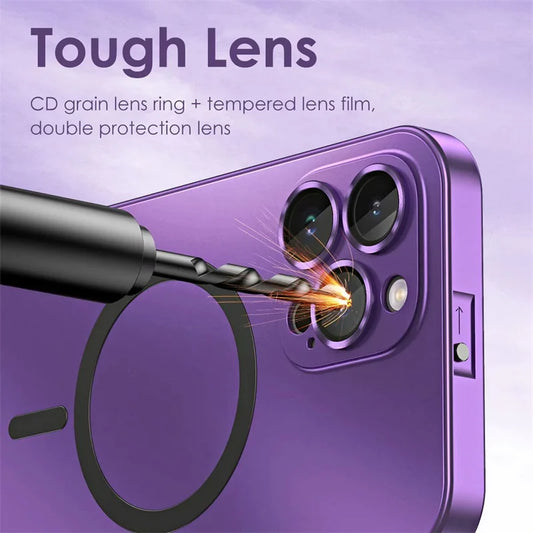 Coque Magnétique en Métal pour iPhone 14/13/12/15/16 Pro, Pro Max et Samsung- Aluminium