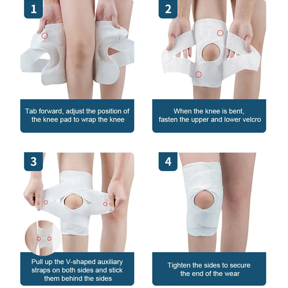 Genouillère professionnelle de soutien à compression ajustable