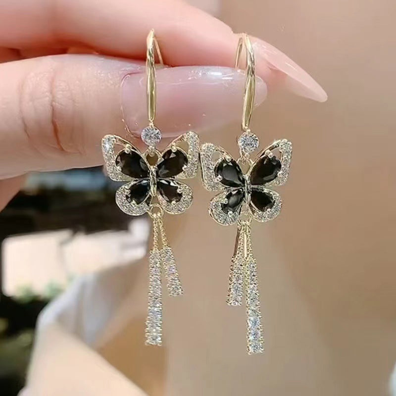 Boucles d'oreilles papillon en cristal scintillant