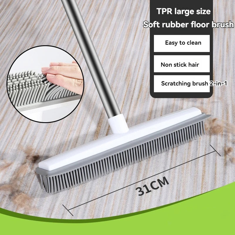 Brosse en caoutchouc avec racloir pour poils d'animaux
