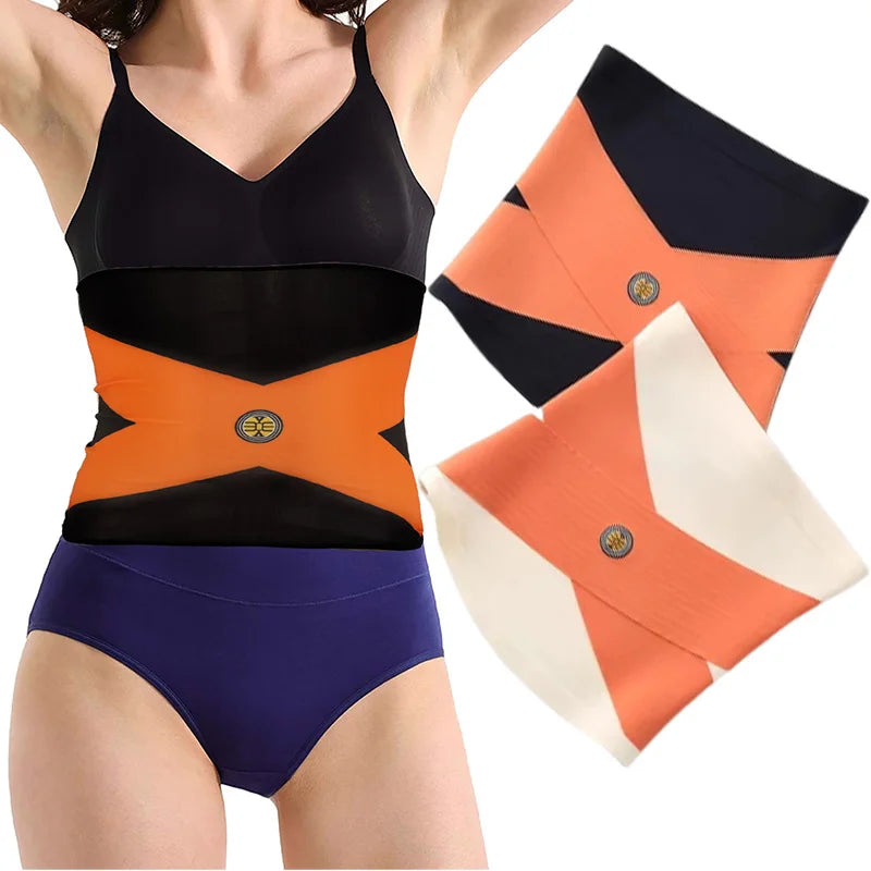 Ceinture d'Énergie en Soie de Glace à Haute Élasticité et Contrôle du Ventre pour Femmes : Ensemble de 3 pièces