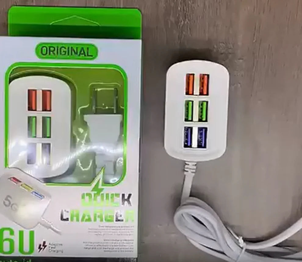 Chargeur mural USB 110 V à 6 ports, 3 A - Charge rapide pour tous vos appareils