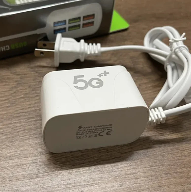 Chargeur mural USB 110 V à 6 ports, 3 A - Charge rapide pour tous vos appareils