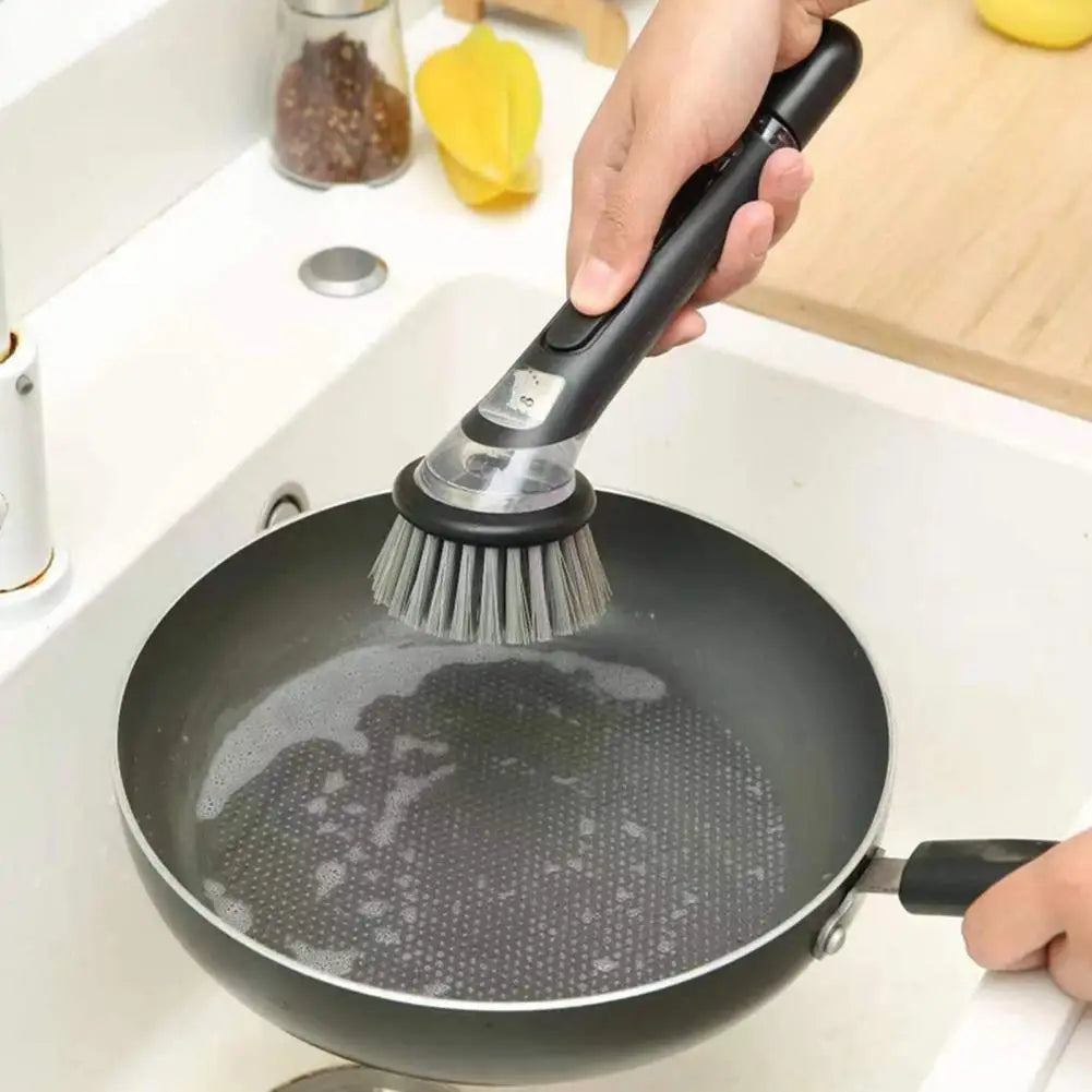 Brosse à récurer de cuisine avec distributeur de savon intégré : Ensemble de 2